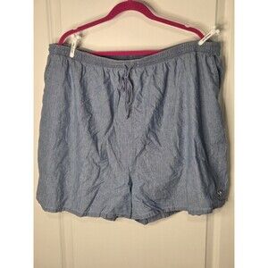 Big Dogs Shorts 26/28 Blue Chambray Cotton Drawstring Elastic Waist Plus Size